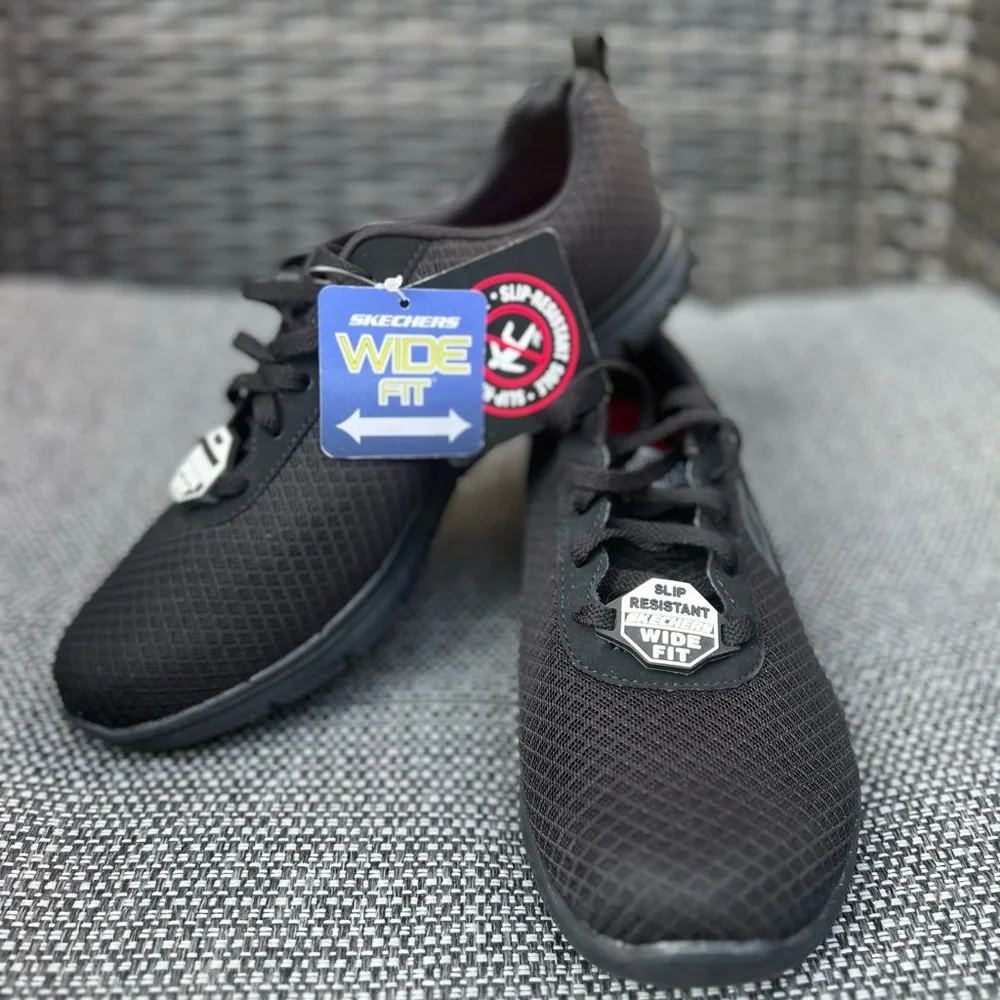 Work Relaxed Sketchers Ghenter SR 772 Black Non Slip Sneaker Womens 9 W Wide 39 - Picture 8 of 14